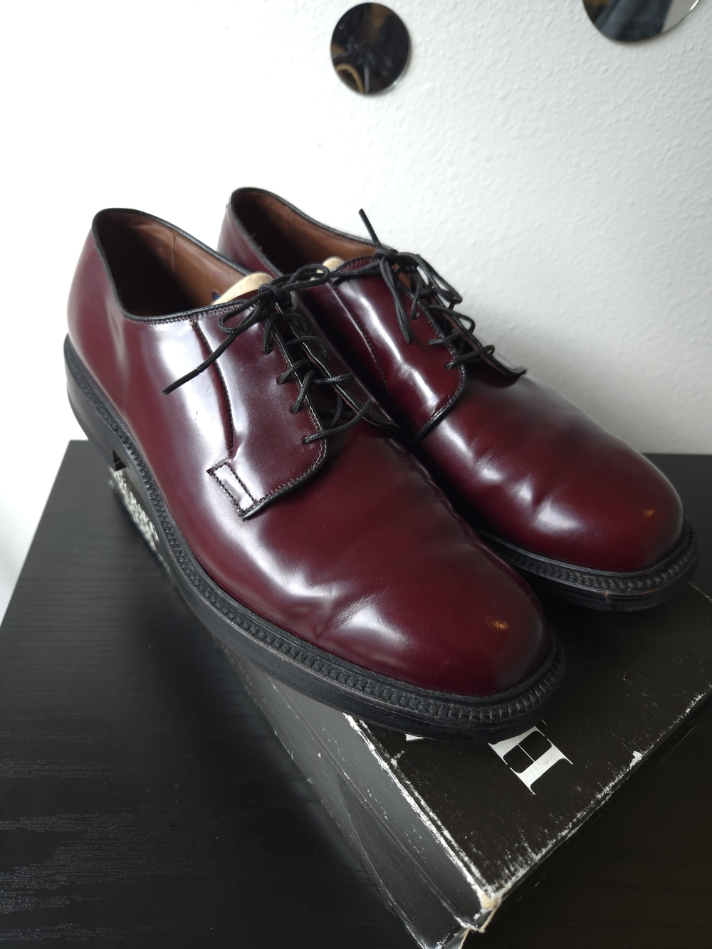 Allen Edmonds Men's 6115 Burgundy Leather Derby Oxfords Work Vintage Shoe 9.5
